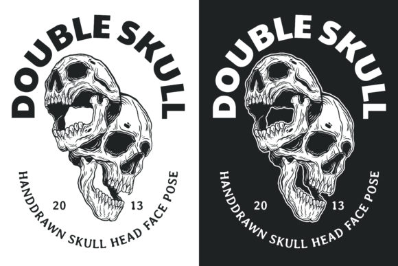 Download Double Skull Dark Art Illustration Merch - Skull dark art Collection