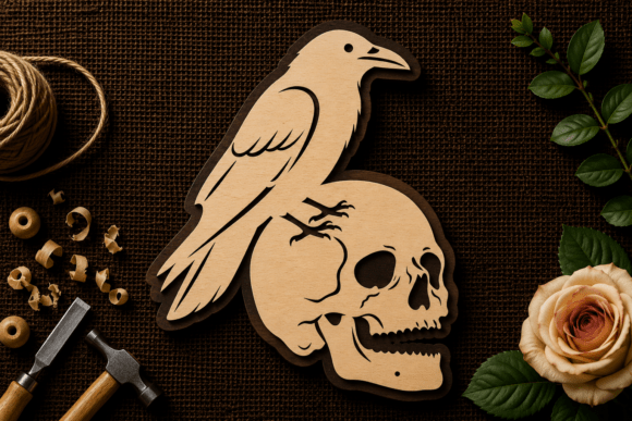 Download Raven Skull Dark Art Laser Cut SVG File - Skull dark art Collection